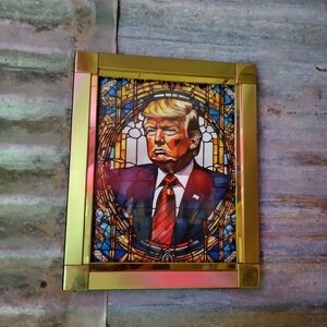 Donald Trump Stained Glass Style Framed Art Print By Neon Nicho